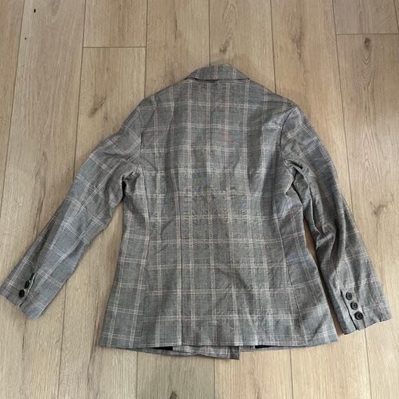 Who What Wear Women's Gray & Pink Plaid Double Breasted Blazer Sz M - Picture 2 of 6